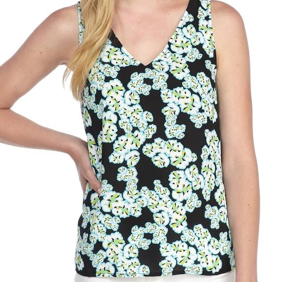 KAARI plus size 1X pullover blue curvy turquoise Jolie abstract florals tanktop - Picture 1 of 8